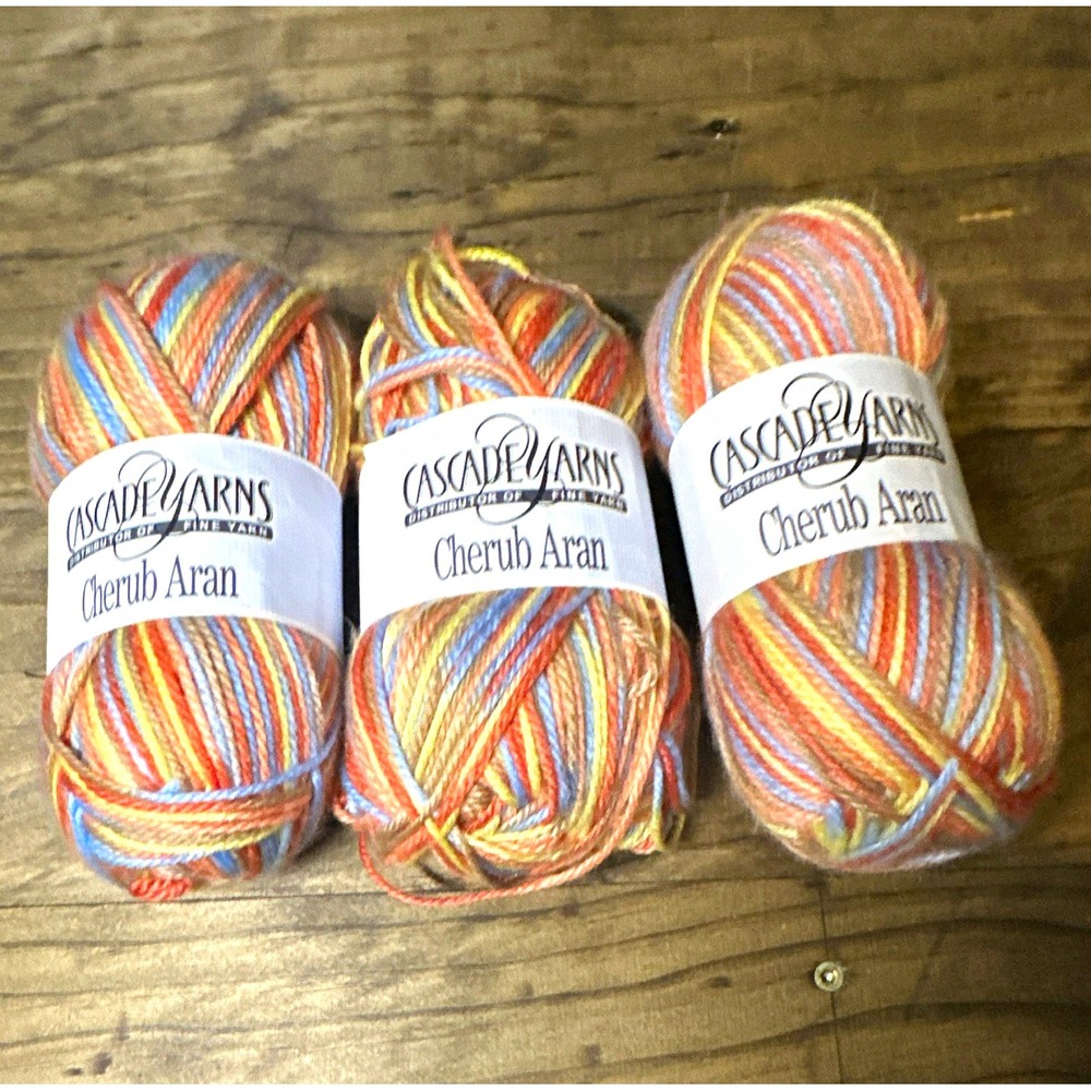 Cascade Yarns Cherub Aran 523 Variegated Multicolor Worsted Nylon Acrylic Lot